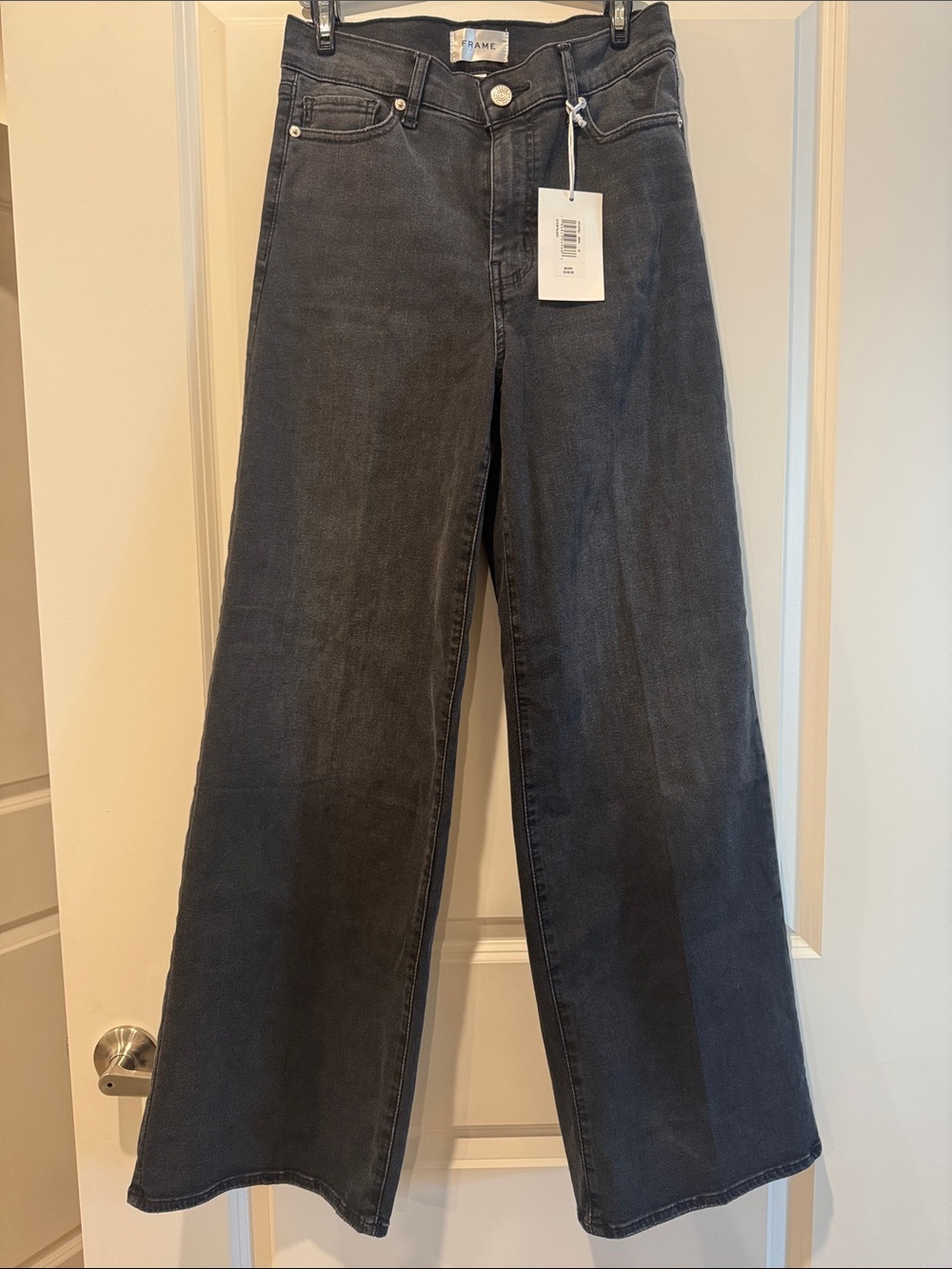 Frame Denim Le Slim Palazzo Jeans in Washed Black